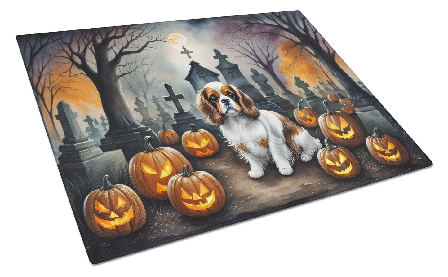 Buy this Cavalier Spaniel Spooky Halloween Glass Cutting Board