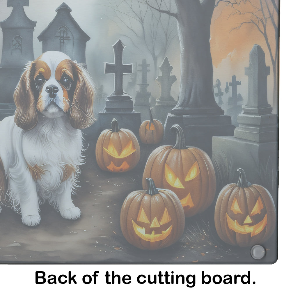 Cavalier Spaniel Spooky Halloween Glass Cutting Board