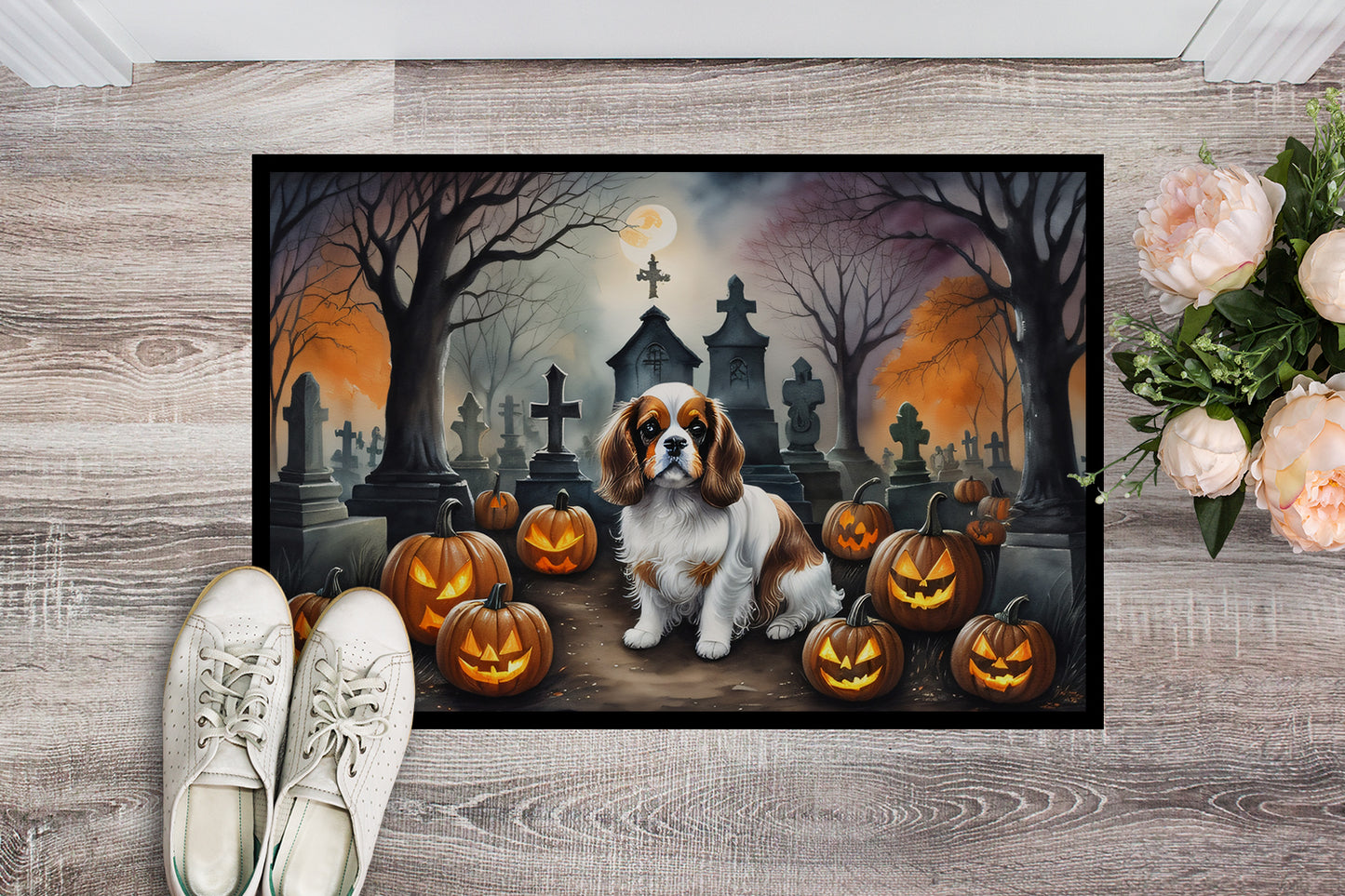 Cavalier Spaniel Spooky Halloween Doormat