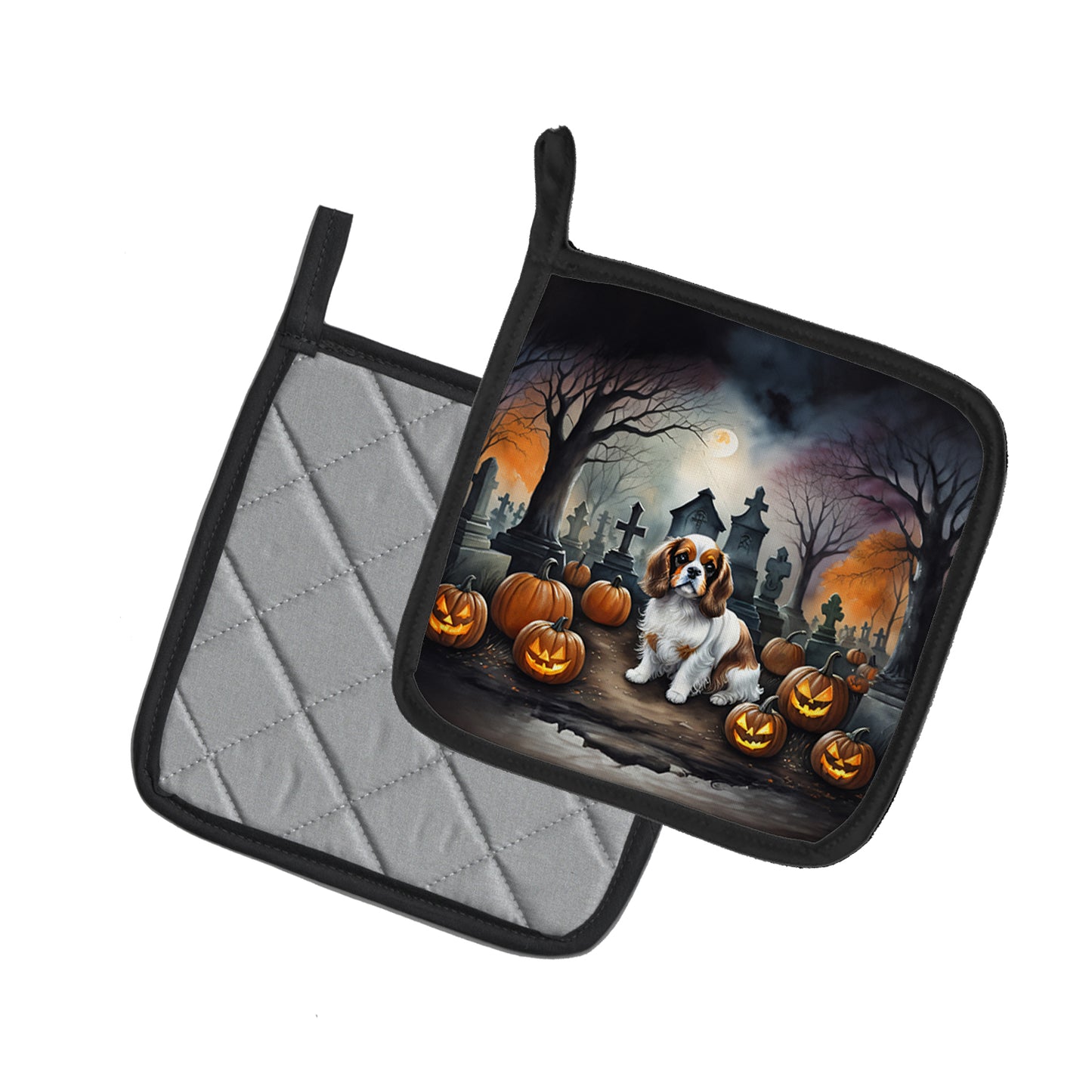 Cavalier Spaniel Spooky Halloween Pair of Pot Holders