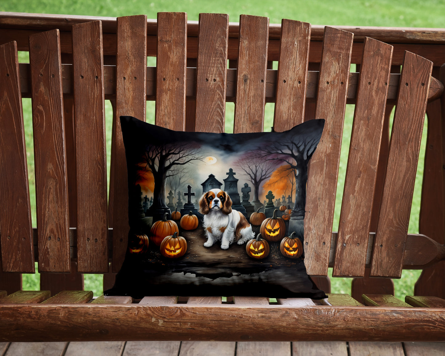 Cavalier Spaniel Spooky Halloween Throw Pillow