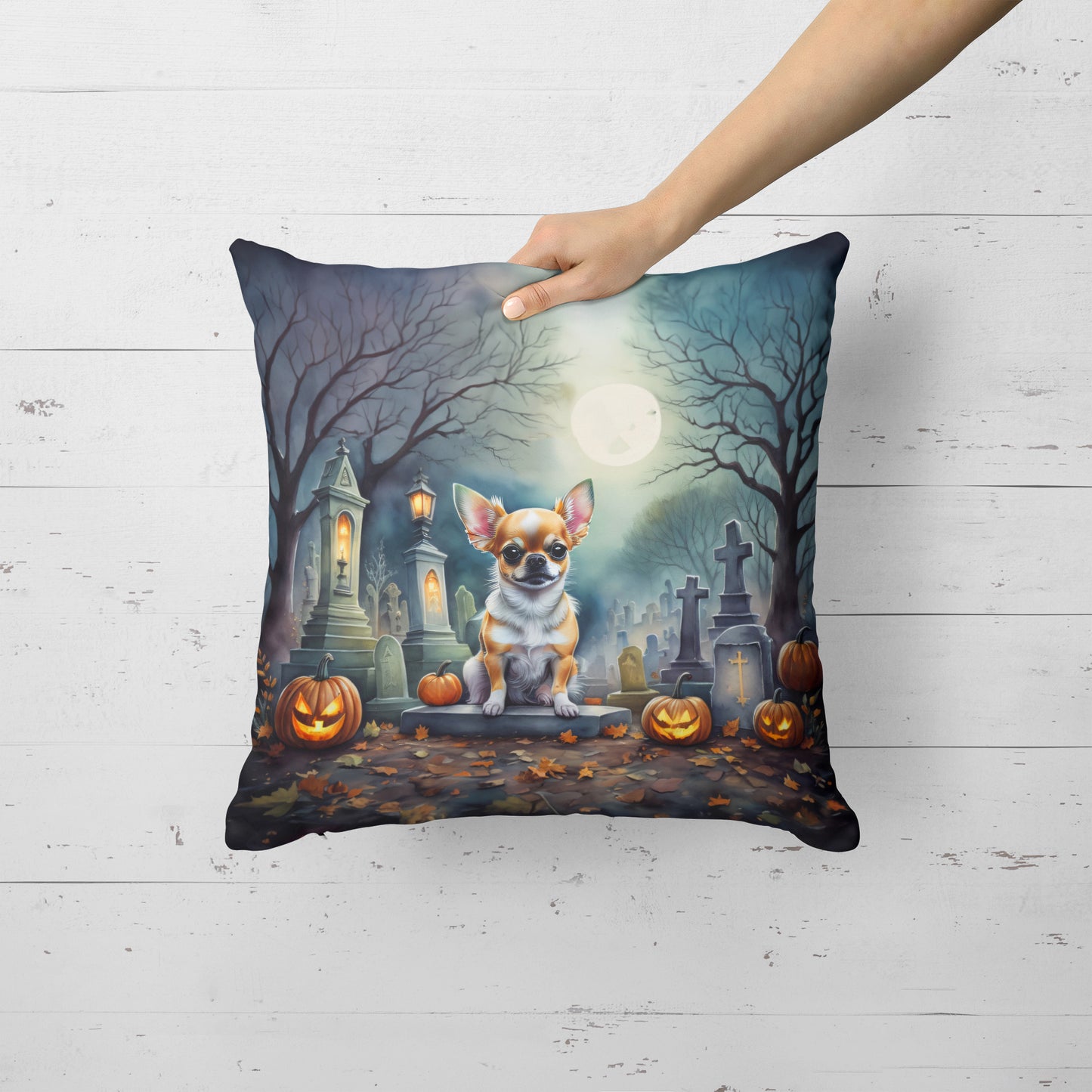 Chihuahua Spooky Halloween Throw Pillow