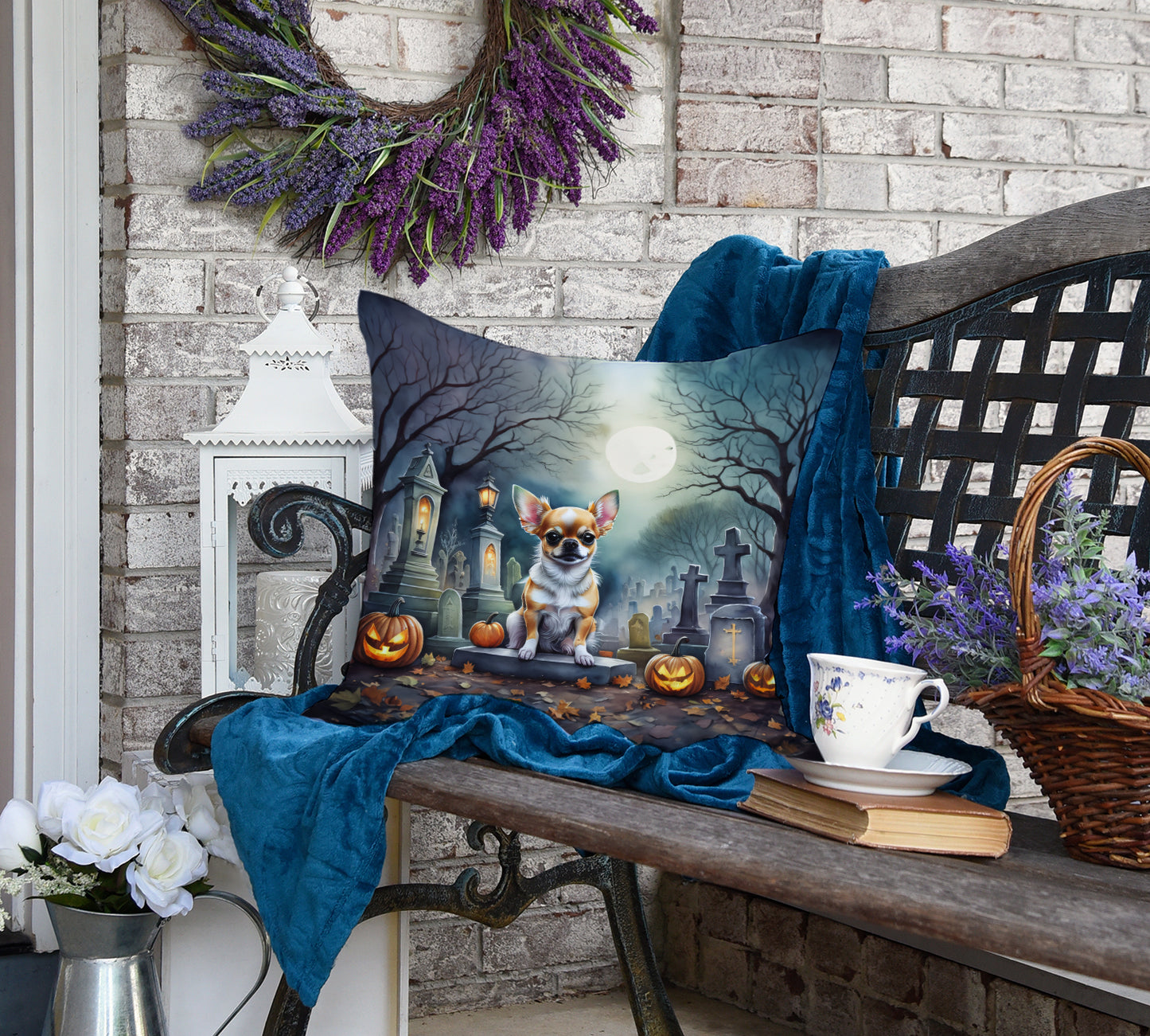 Chihuahua Spooky Halloween Throw Pillow