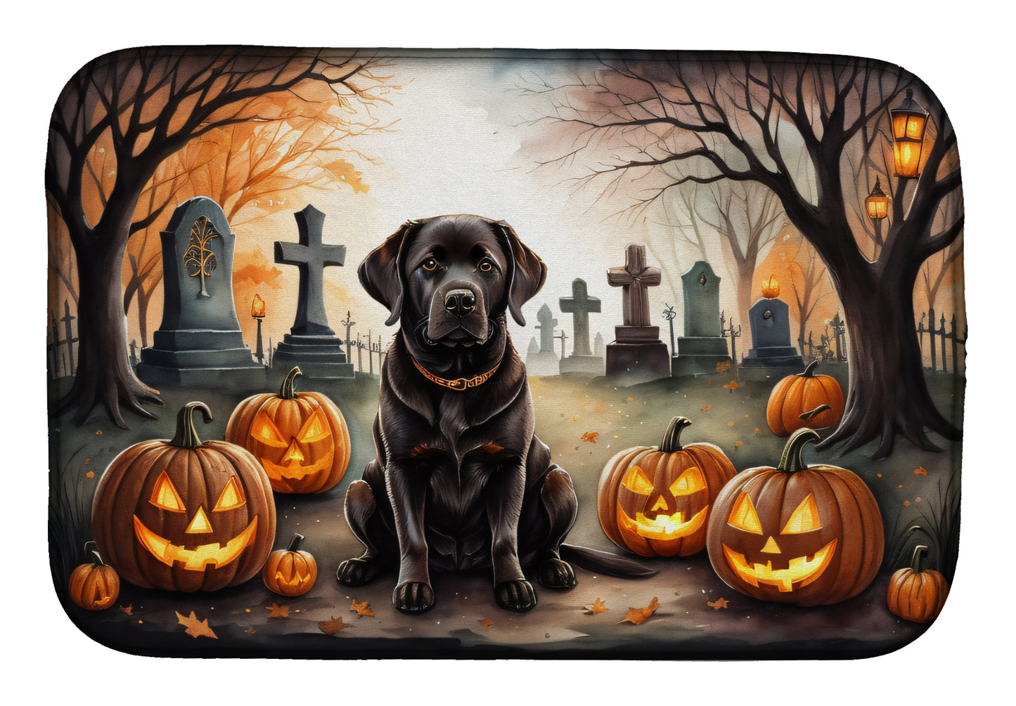 Buy this Chocolate Labrador Retriever Spooky Halloween Dish Drying Mat