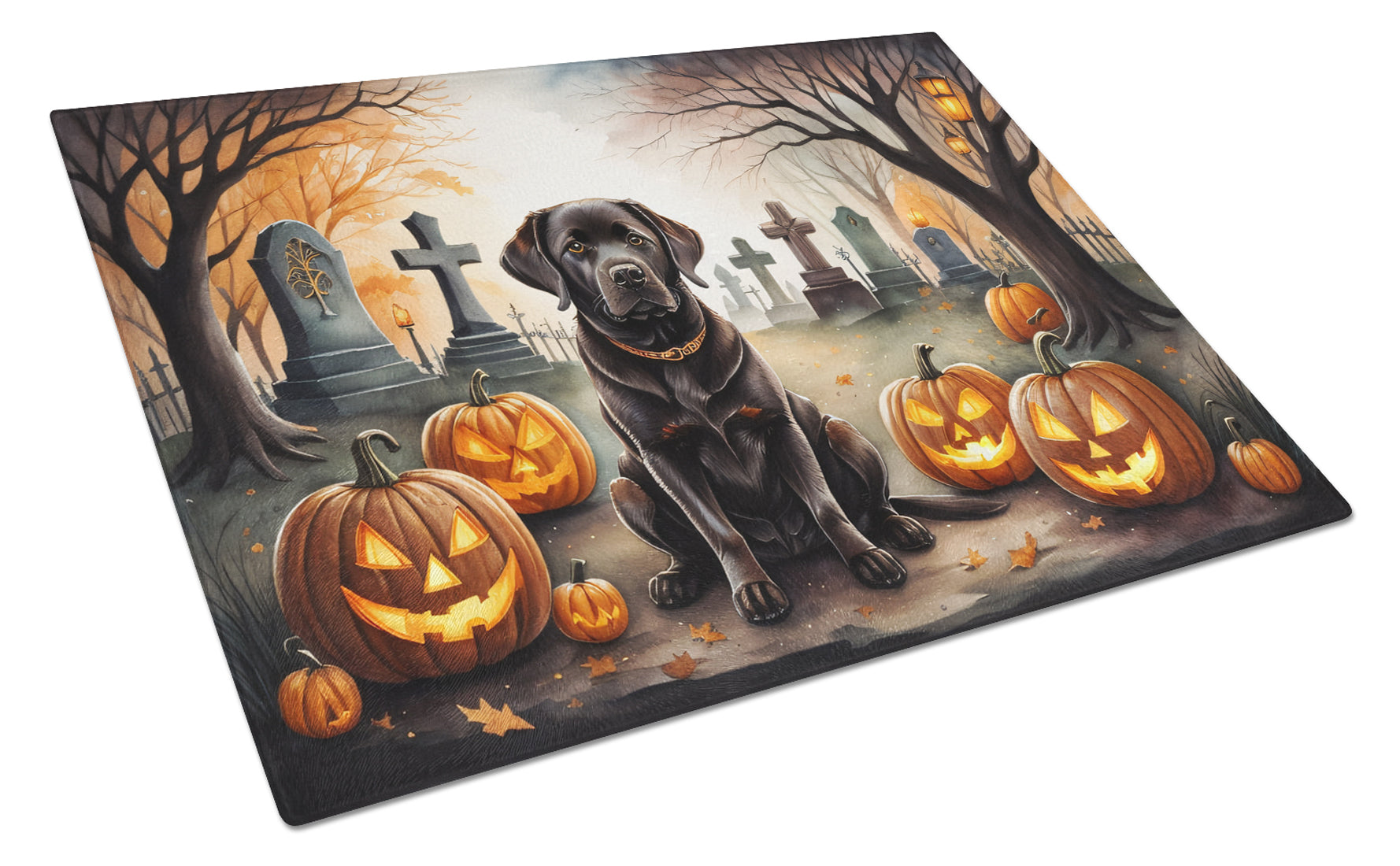 Buy this Chocolate Labrador Retriever Spooky Halloween Glass Cutting Board