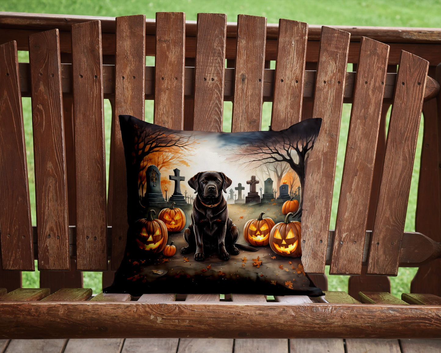 Chocolate Labrador Retriever Spooky Halloween Throw Pillow