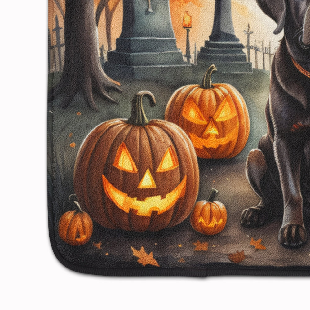 Chocolate Labrador Retriever Spooky Halloween Memory Foam Kitchen Mat