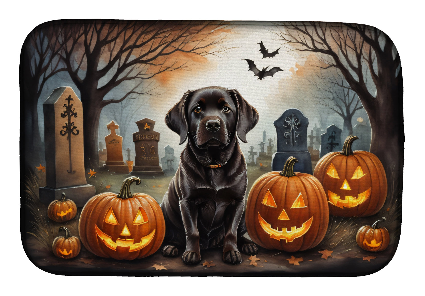 Buy this Chocolate Labrador Retriever Spooky Halloween Dish Drying Mat