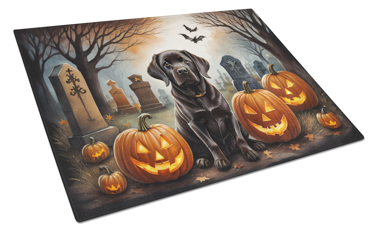 Buy this Chocolate Labrador Retriever Spooky Halloween Glass Cutting Board