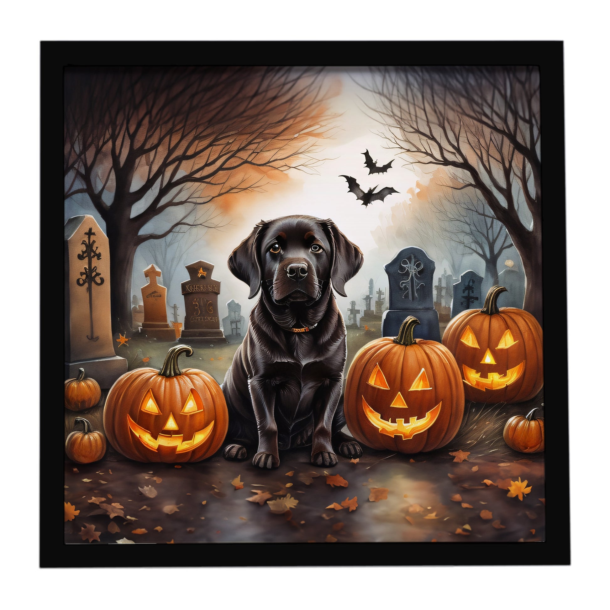 Buy this Chocolate Labrador Retriever Spooky Halloween Framed Metal Print