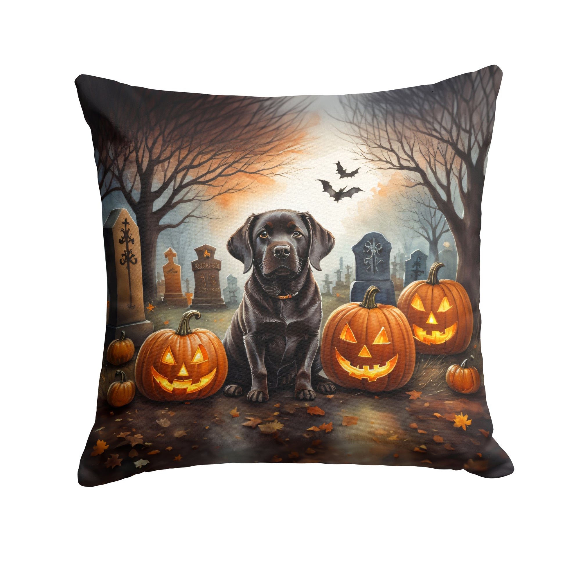 Buy this Chocolate Labrador Retriever Spooky Halloween Throw Pillow