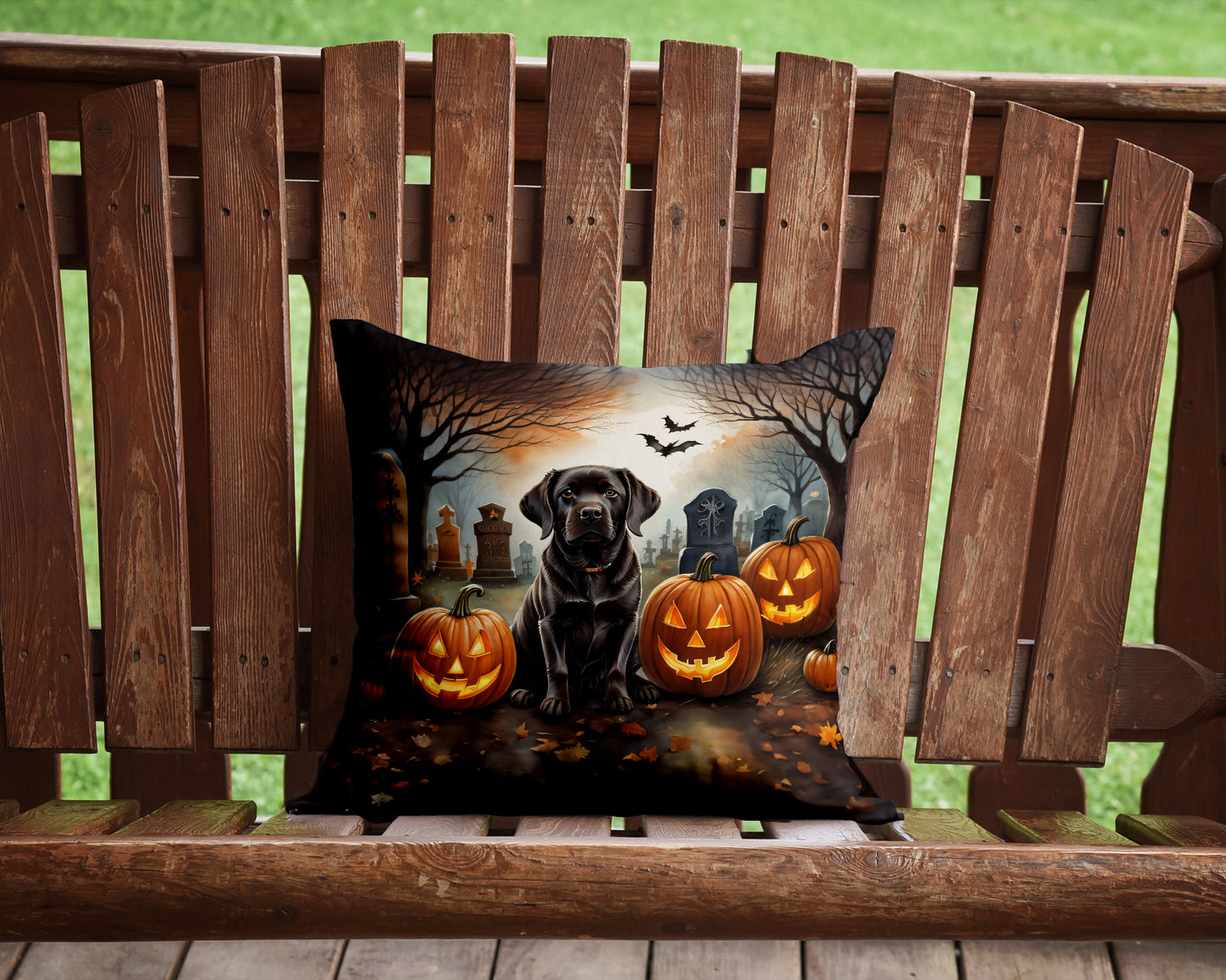 Chocolate Labrador Retriever Spooky Halloween Throw Pillow