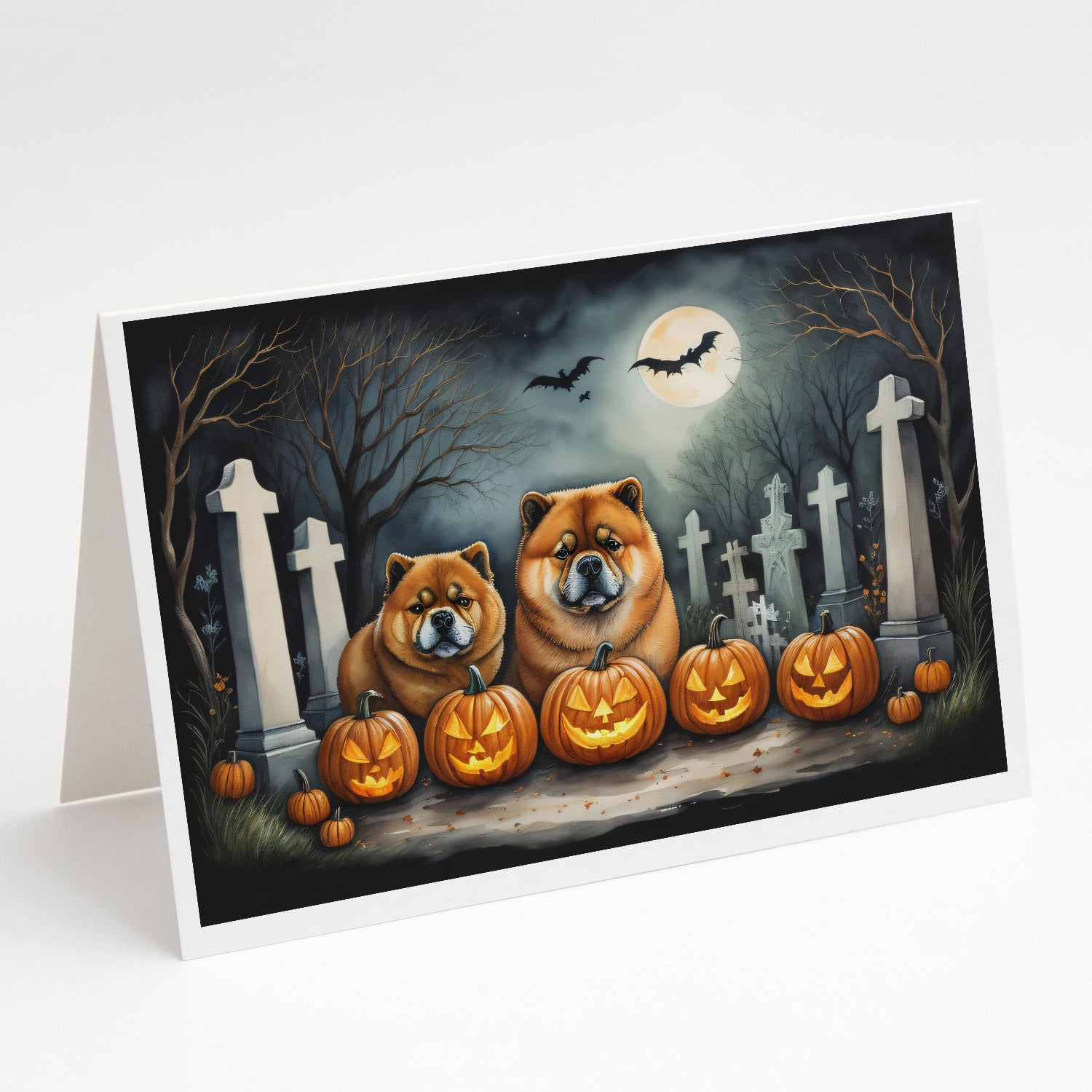 Buy this Chow Chow Spooky Halloween Greeting Cards Pack of 8