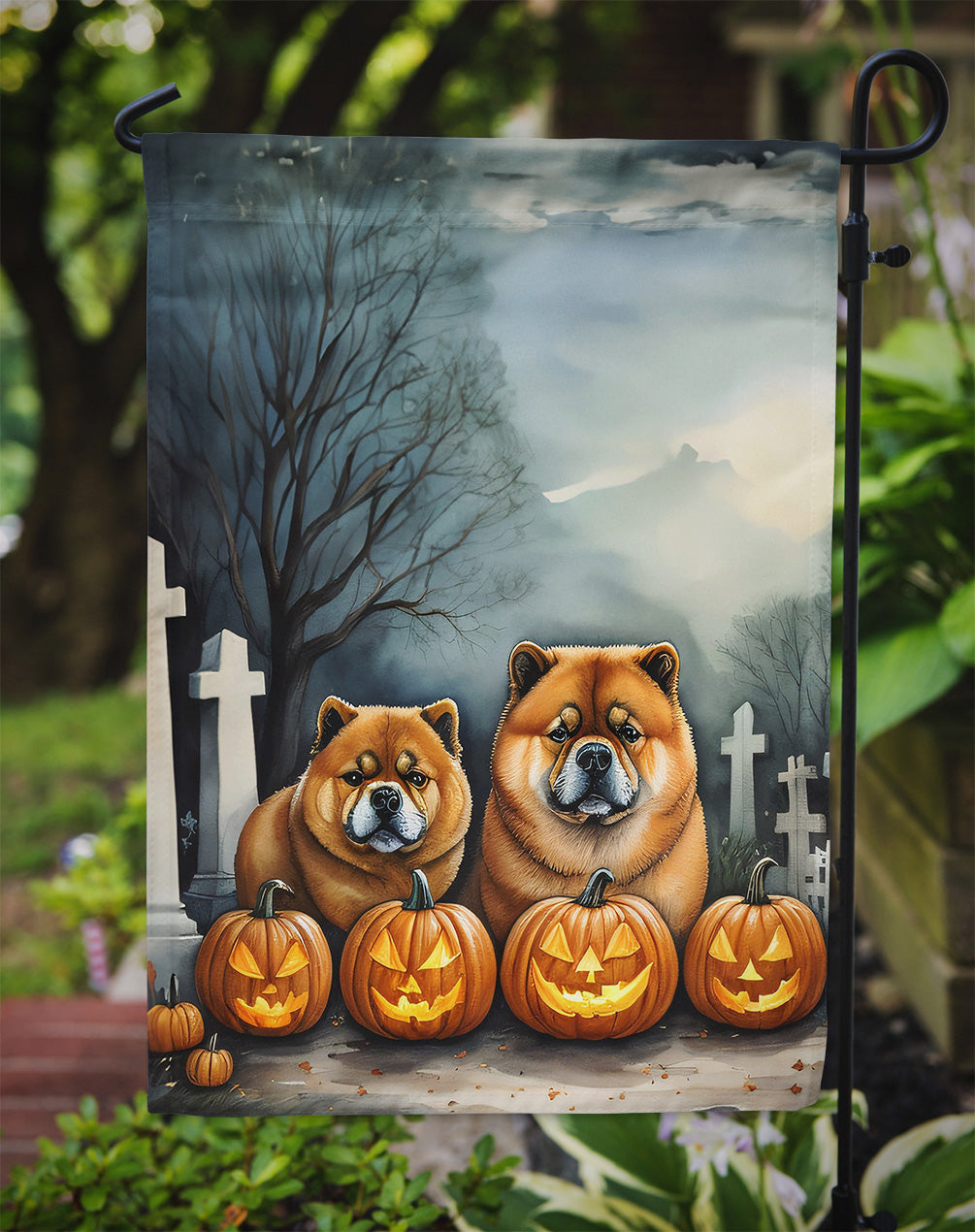 Chow Chow Spooky Halloween Garden Flag