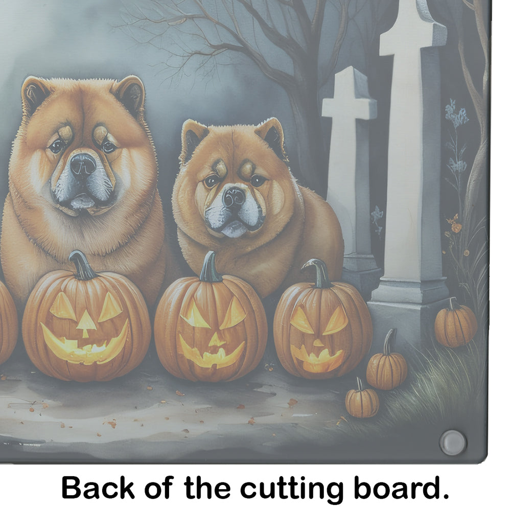 Chow Chow Spooky Halloween Glass Cutting Board