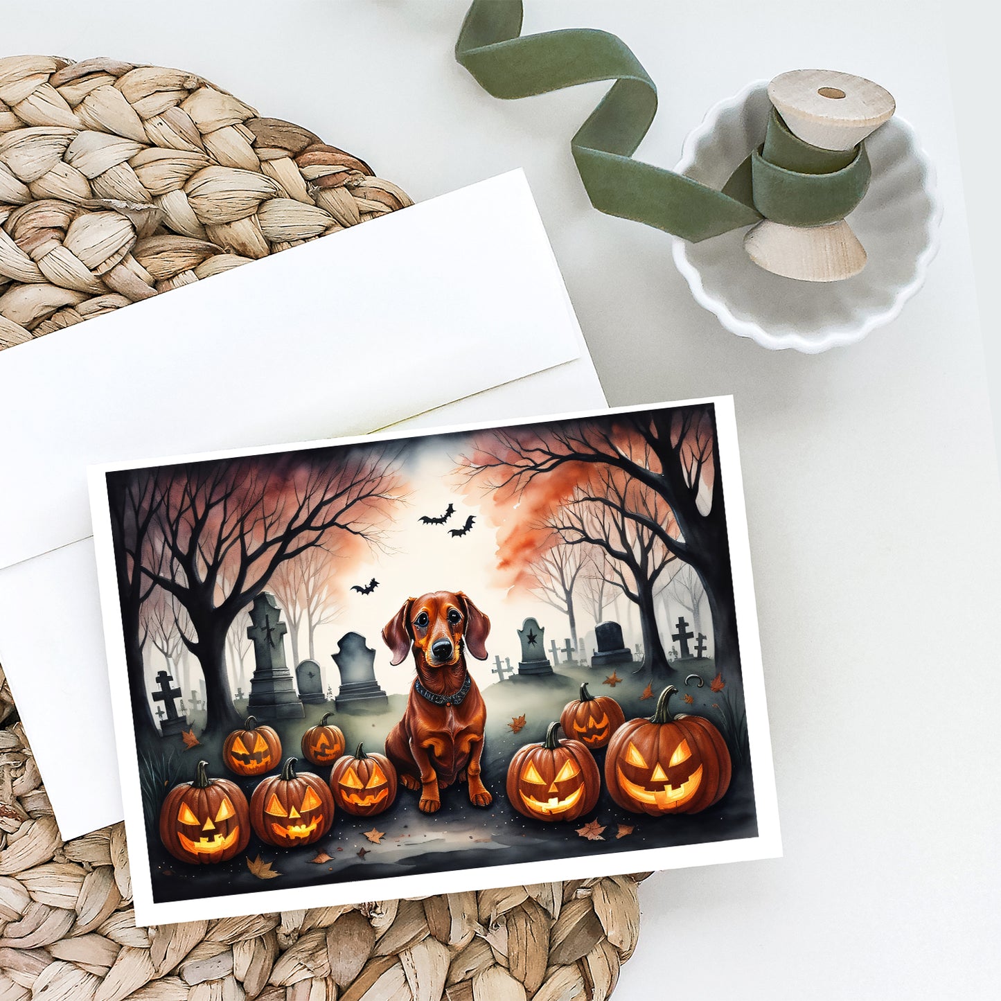 Dachshund Spooky Halloween Greeting Cards Pack of 8