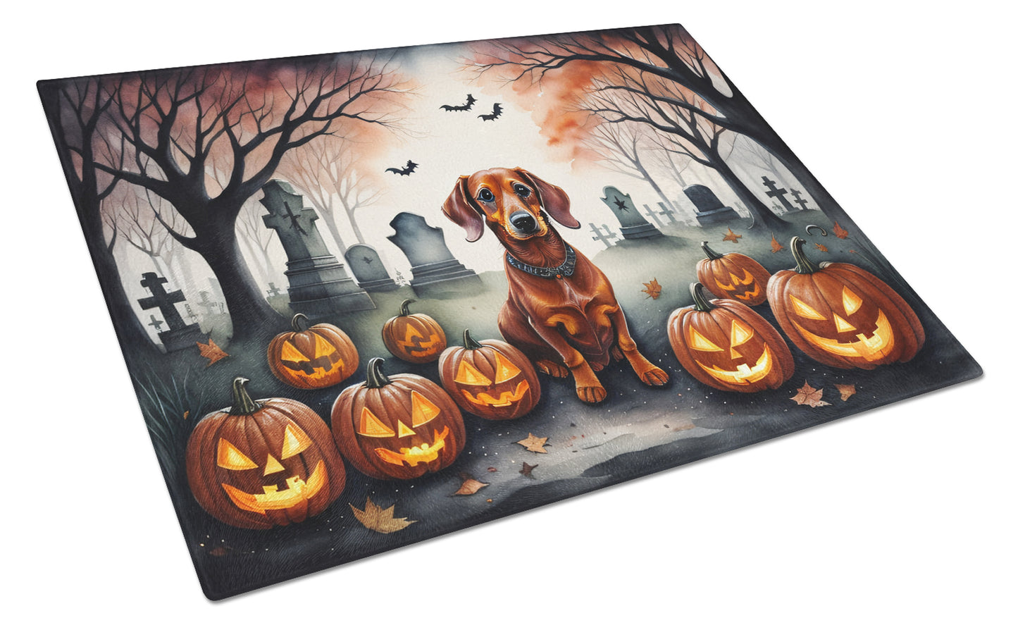 Buy this Dachshund Spooky Halloween Glass Cutting Board