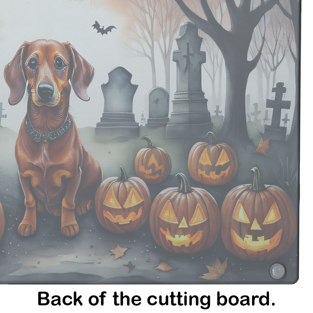 Dachshund Spooky Halloween Glass Cutting Board