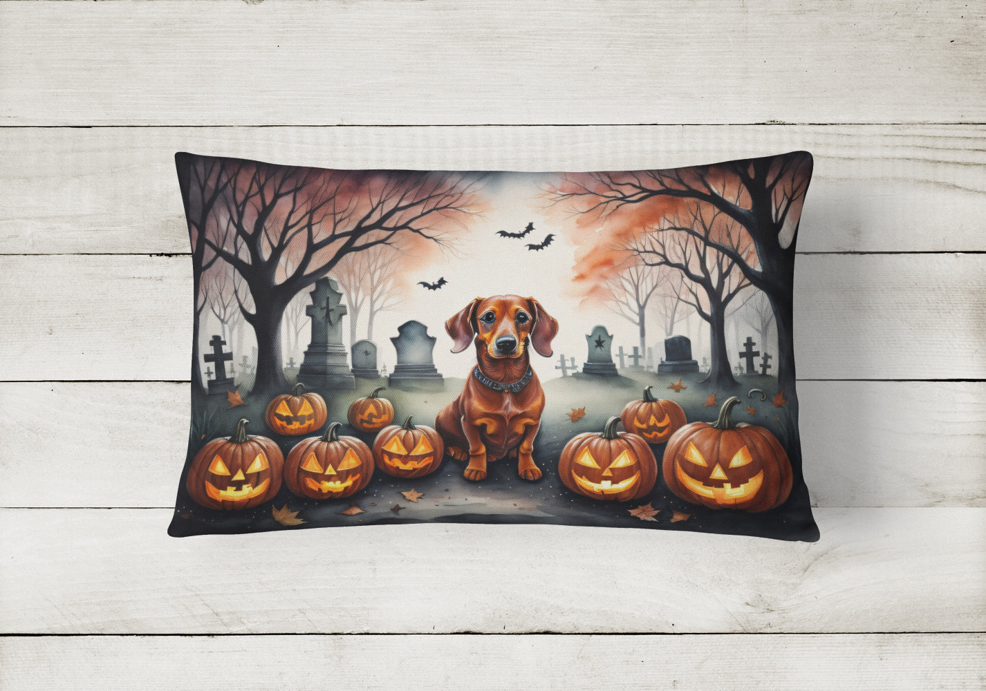 Dachshund Spooky Halloween Throw Pillow