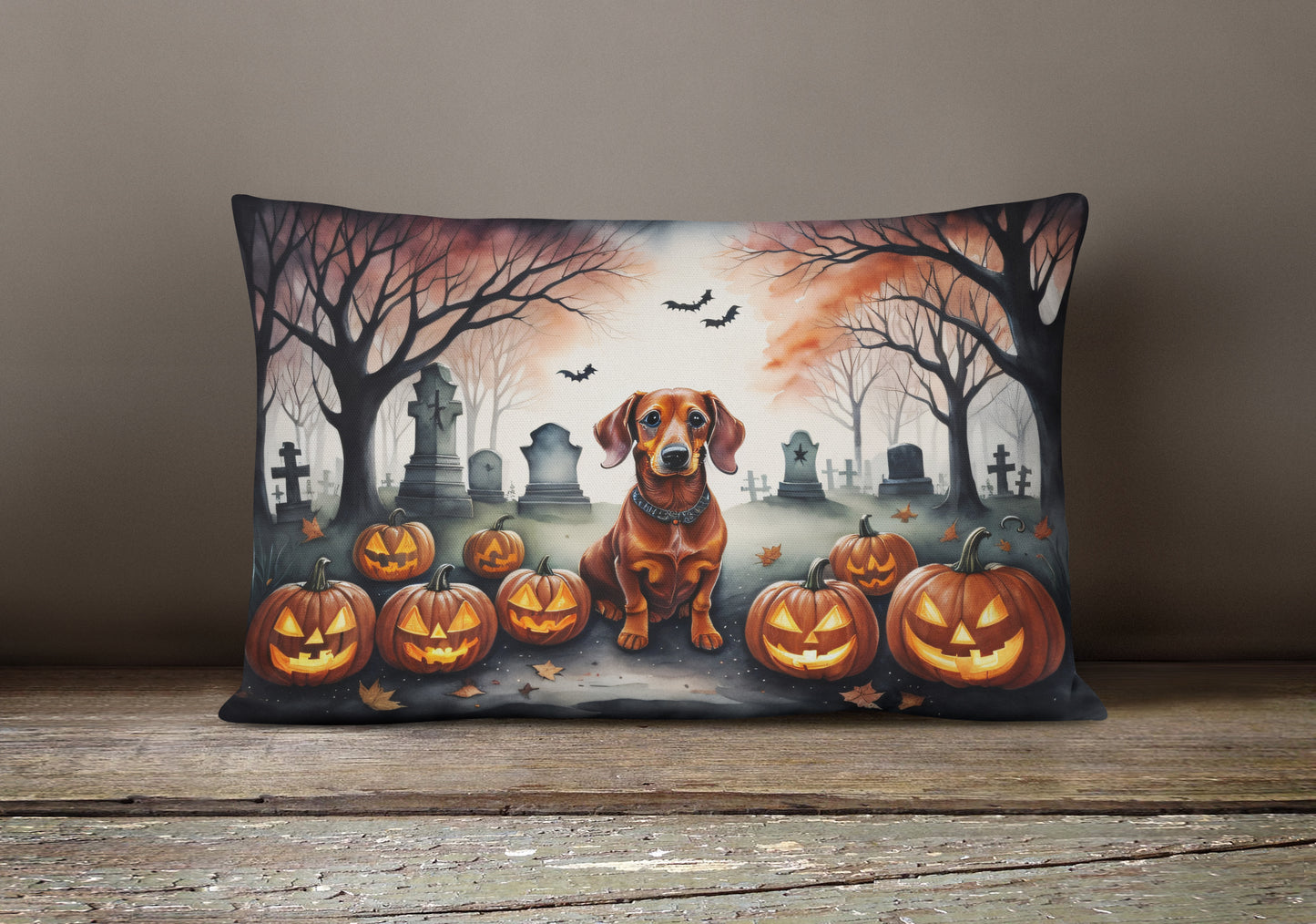 Dachshund Spooky Halloween Throw Pillow