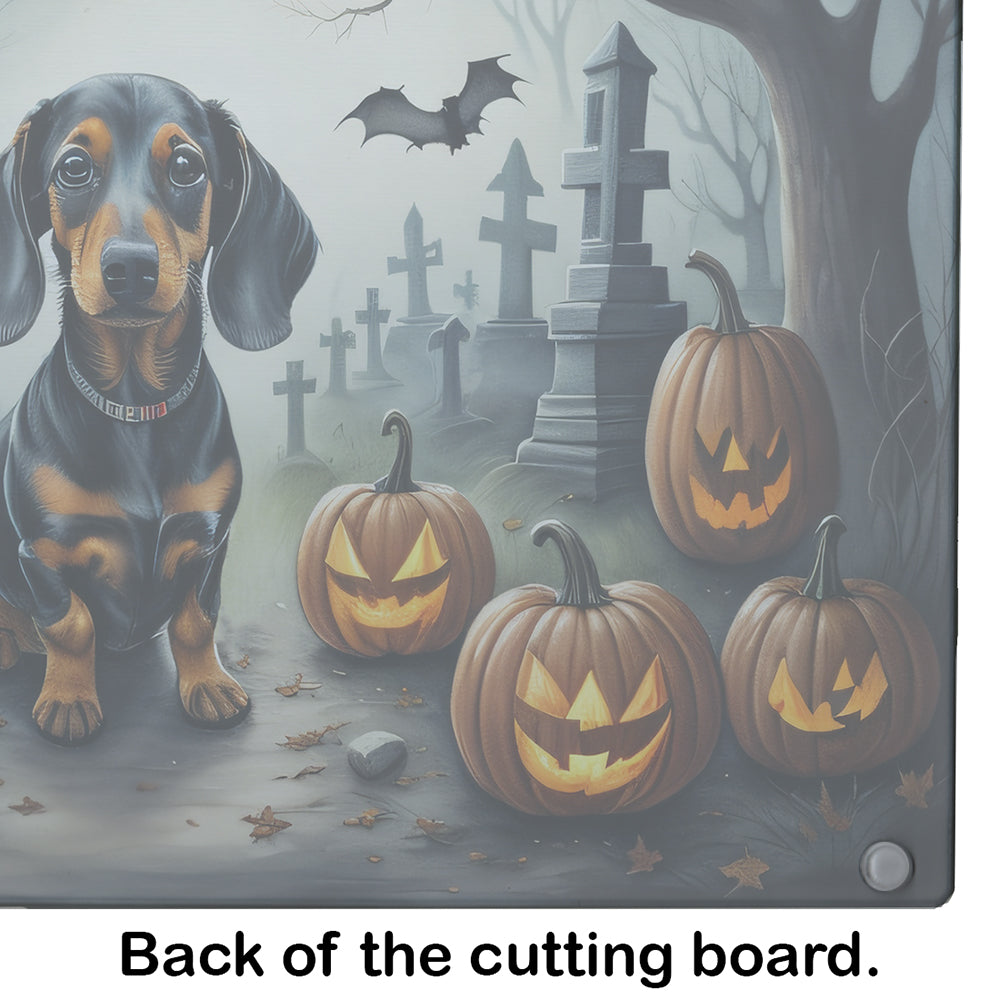 Dachshund Spooky Halloween Glass Cutting Board