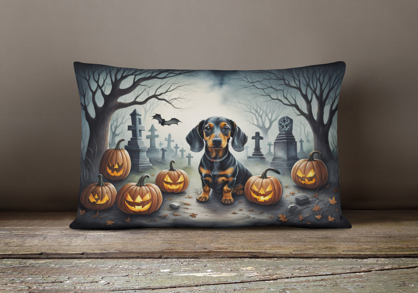 Dachshund Spooky Halloween Throw Pillow