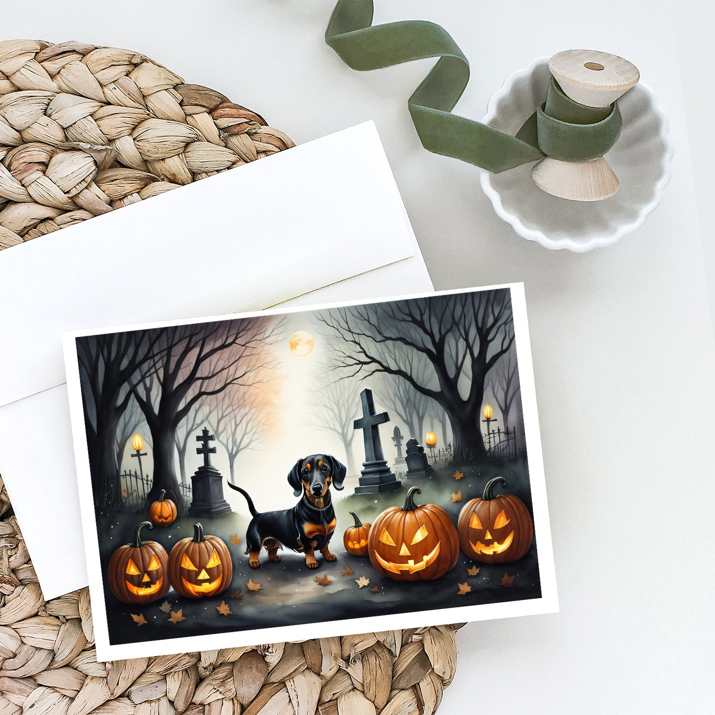 Dachshund Spooky Halloween Greeting Cards Pack of 8