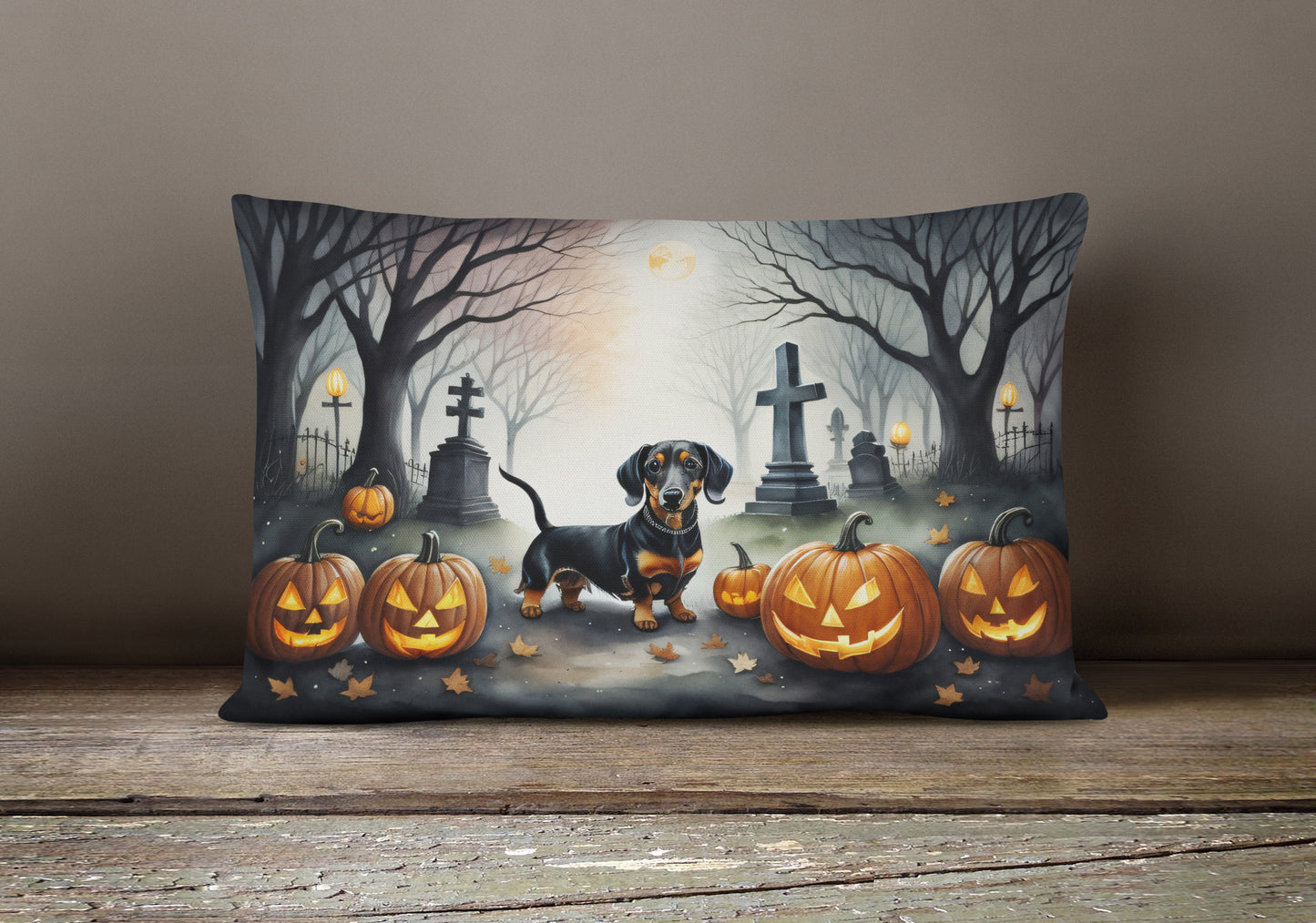 Dachshund Spooky Halloween Throw Pillow