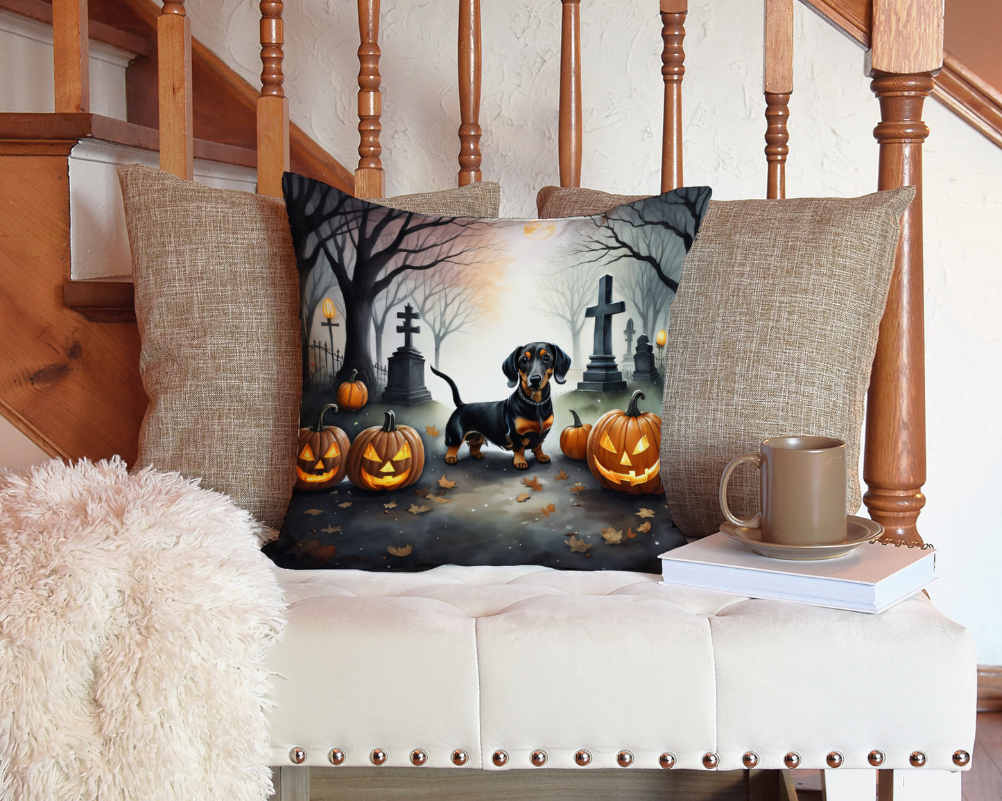 Dachshund Spooky Halloween Throw Pillow