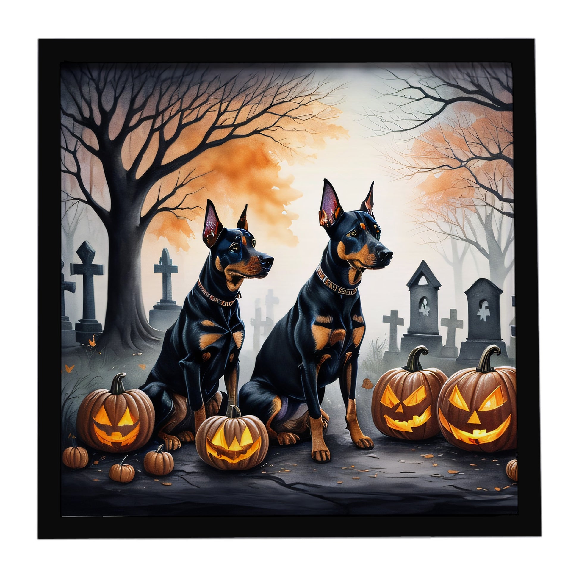 Buy this Doberman Pinscher Spooky Halloween Framed Metal Print