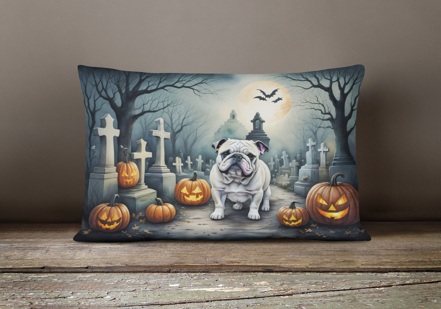 English Bulldog Spooky Halloween Throw Pillow