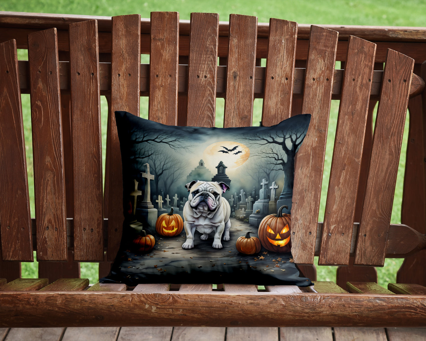 English Bulldog Spooky Halloween Throw Pillow