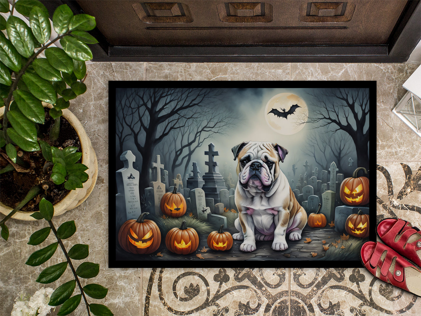 English Bulldog Spooky Halloween Doormat