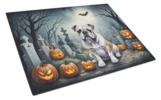 Buy this English Bulldog Spooky Halloween Glass Cutting Board