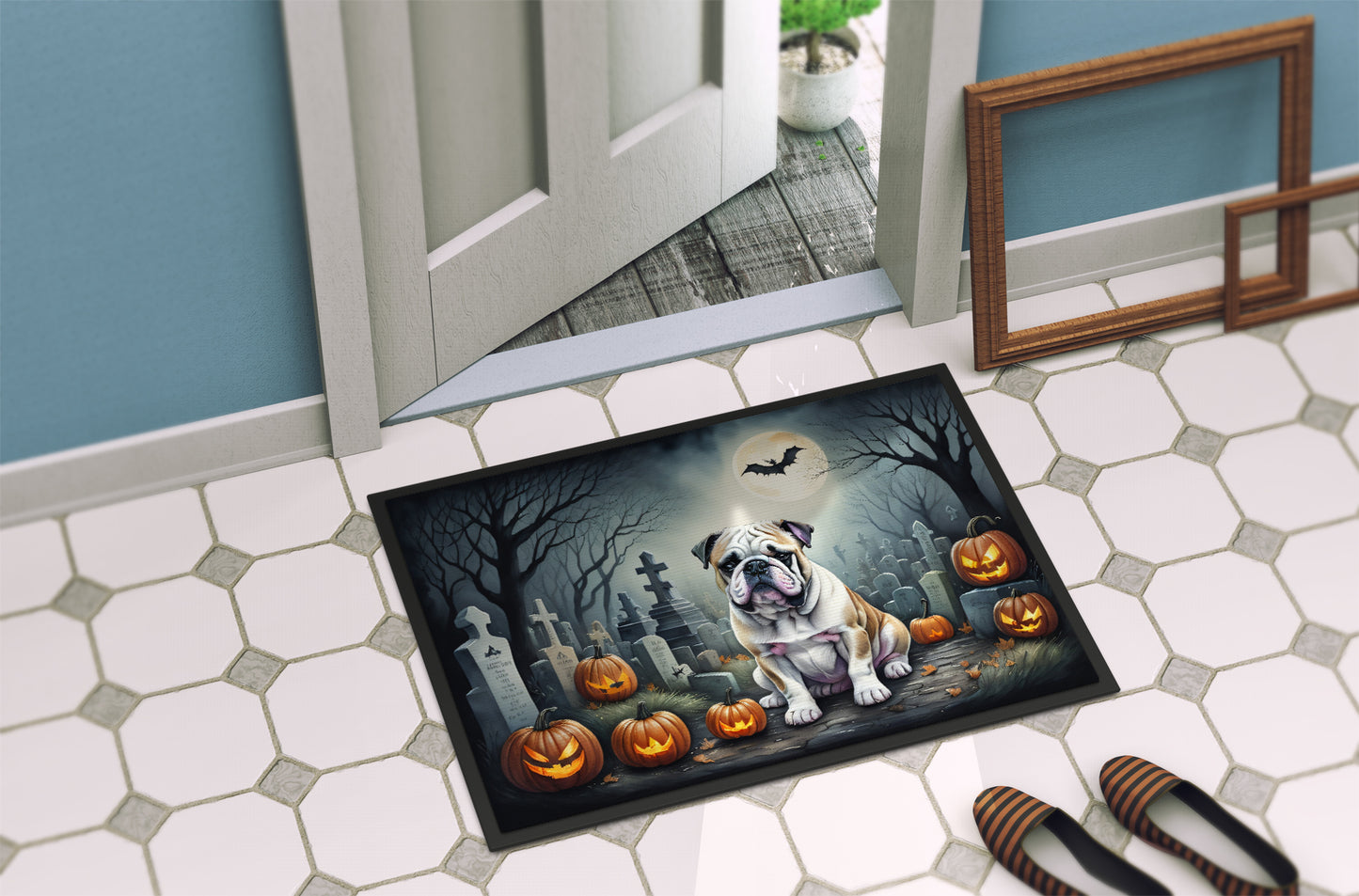 English Bulldog Spooky Halloween Doormat