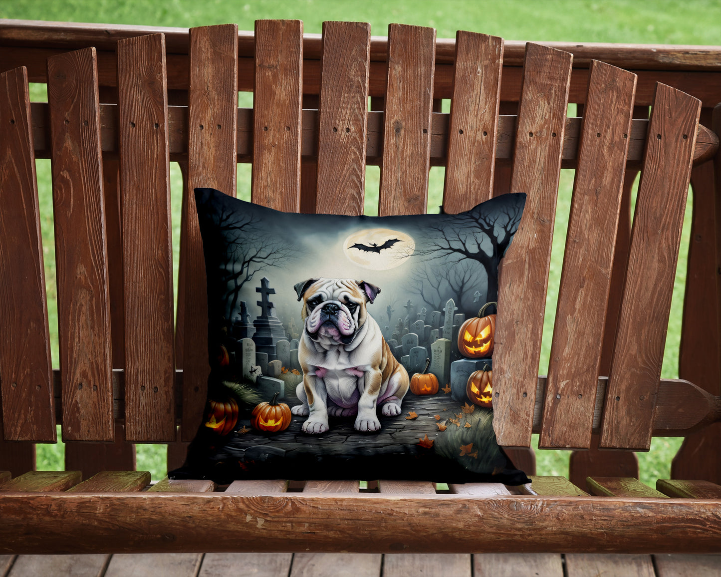 English Bulldog Spooky Halloween Throw Pillow