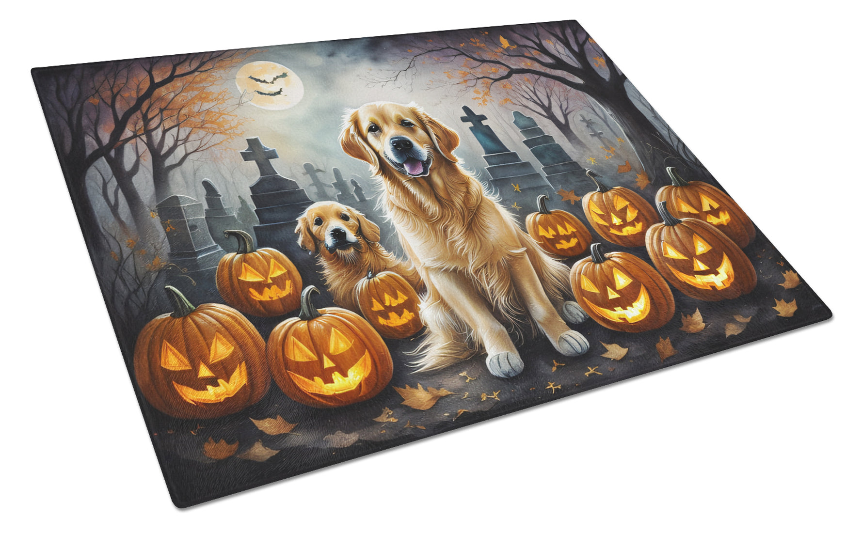 Buy this Golden Retriever Spooky Halloween Glass Cutting Board