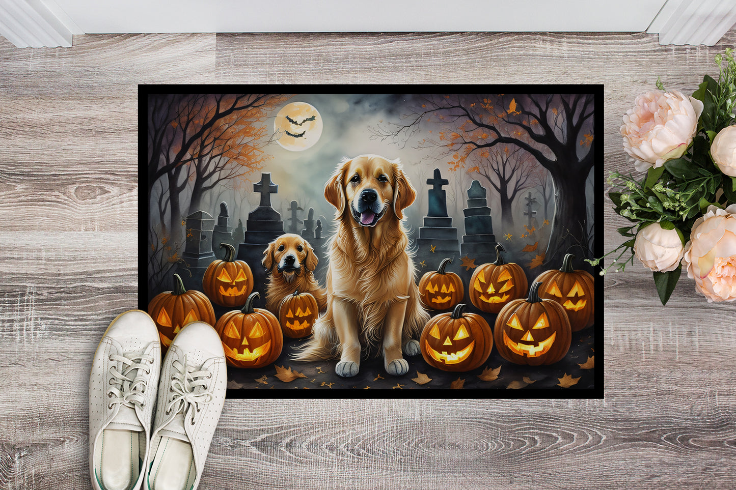 Golden Retriever Spooky Halloween Doormat