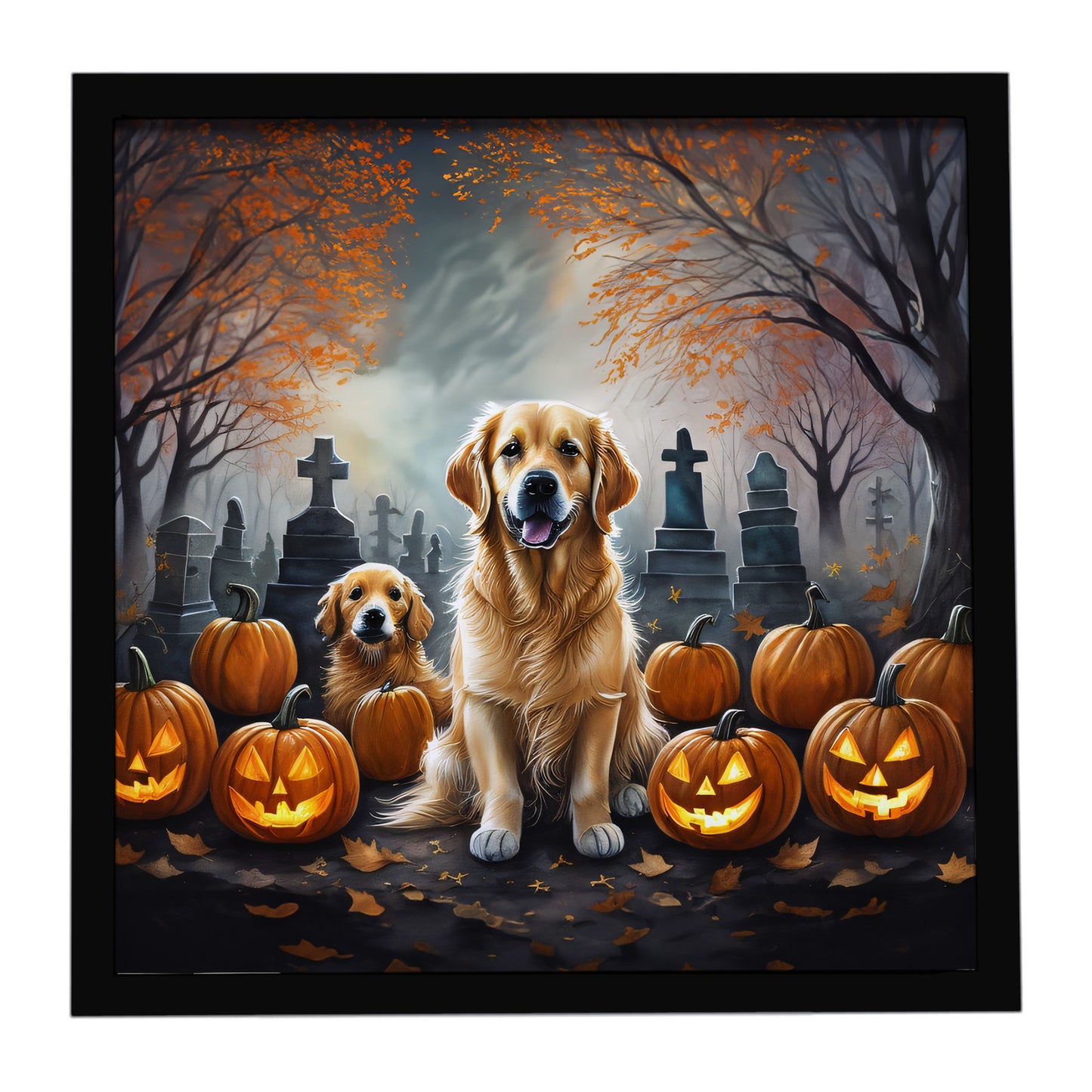 Buy this Golden Retriever Spooky Halloween Framed Metal Print