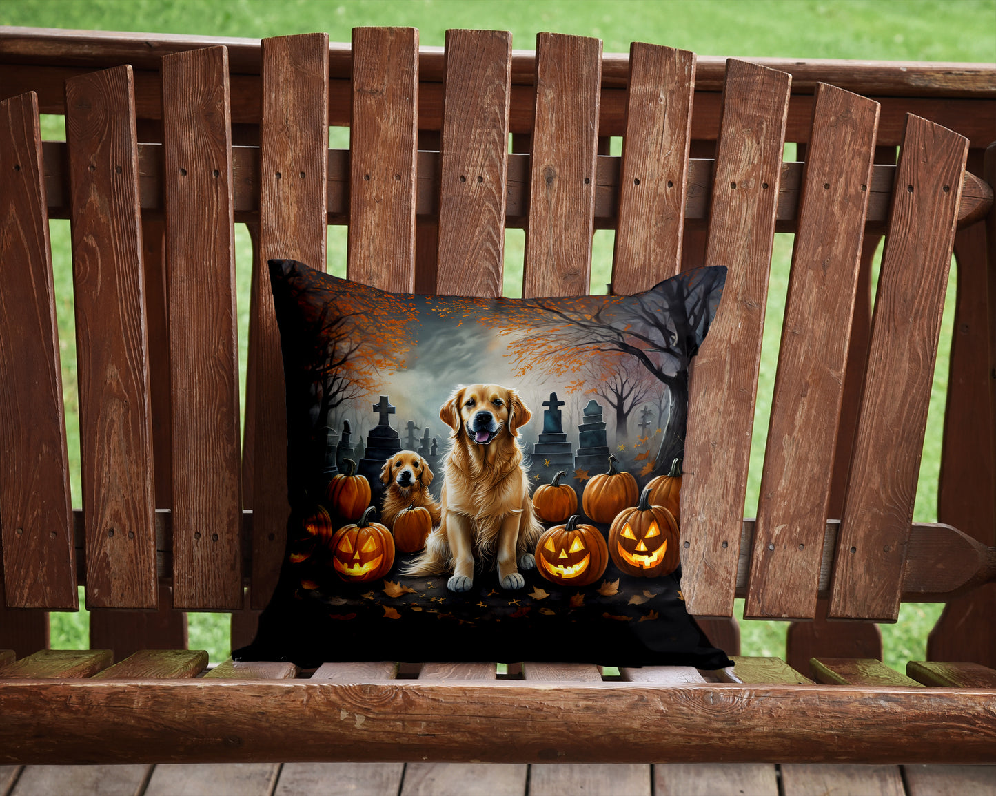 Golden Retriever Spooky Halloween Throw Pillow