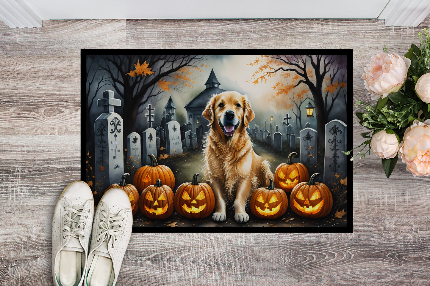 Golden Retriever Spooky Halloween Doormat