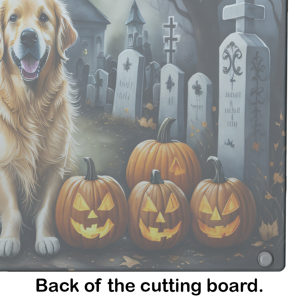 Golden Retriever Spooky Halloween Glass Cutting Board