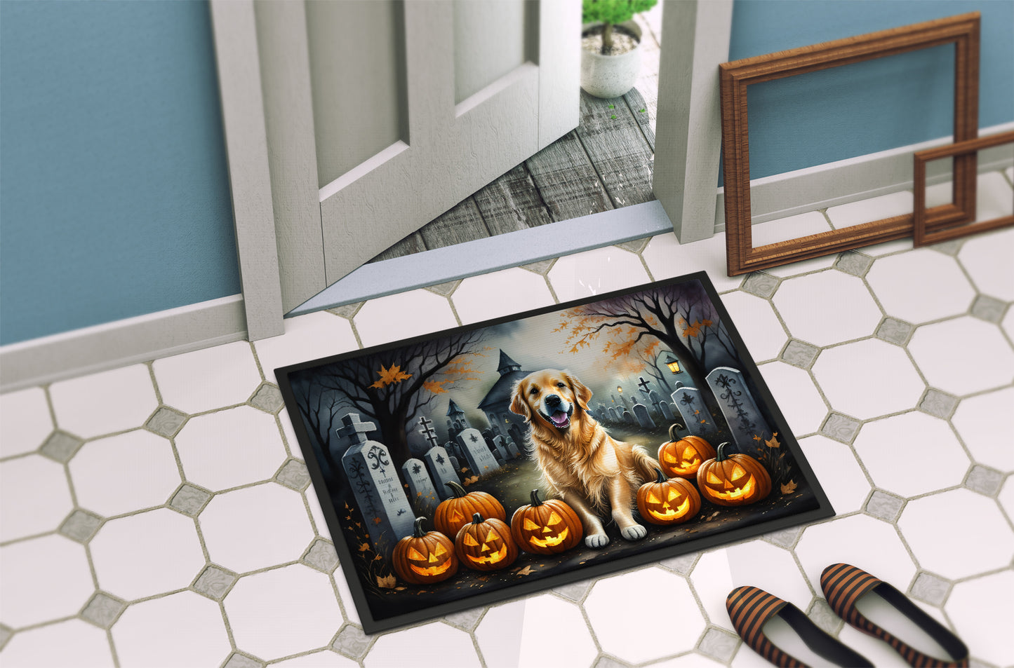 Golden Retriever Spooky Halloween Doormat