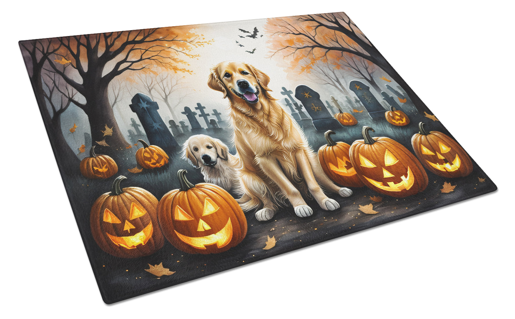 Buy this Golden Retriever Spooky Halloween Glass Cutting Board