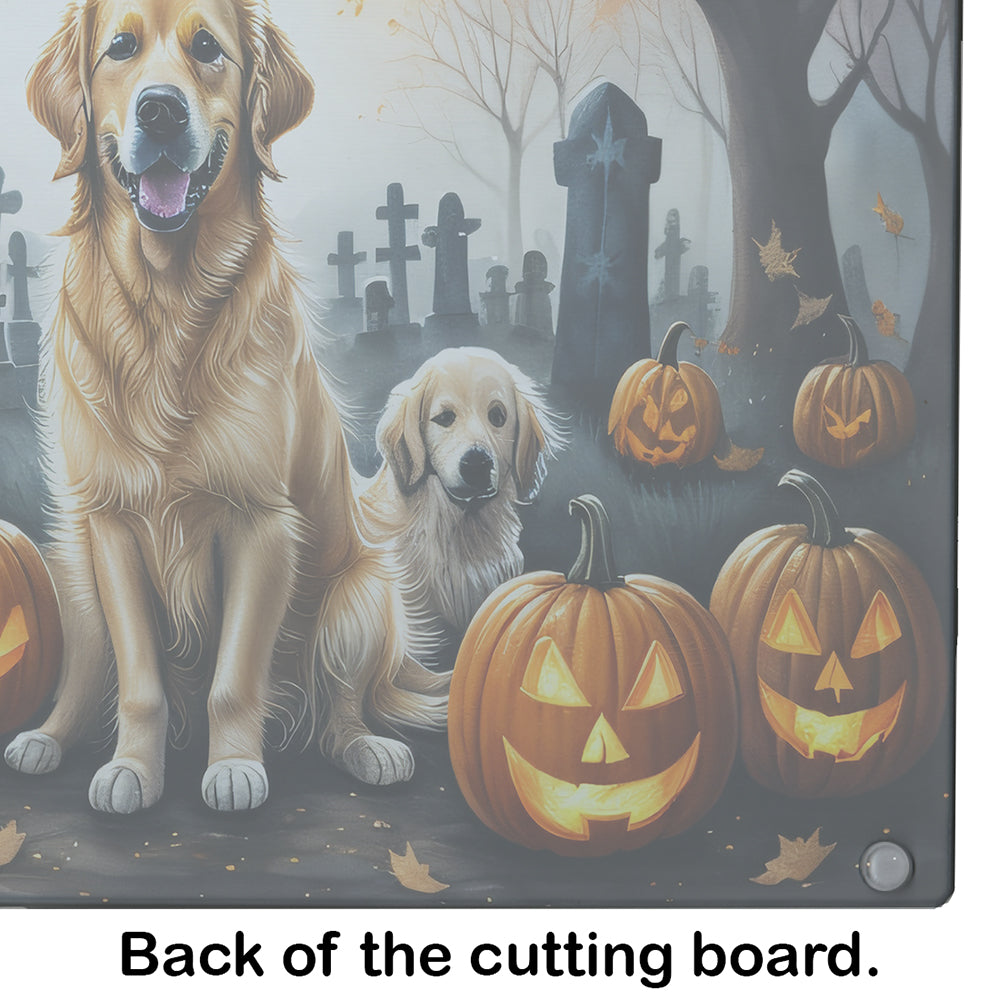 Golden Retriever Spooky Halloween Glass Cutting Board