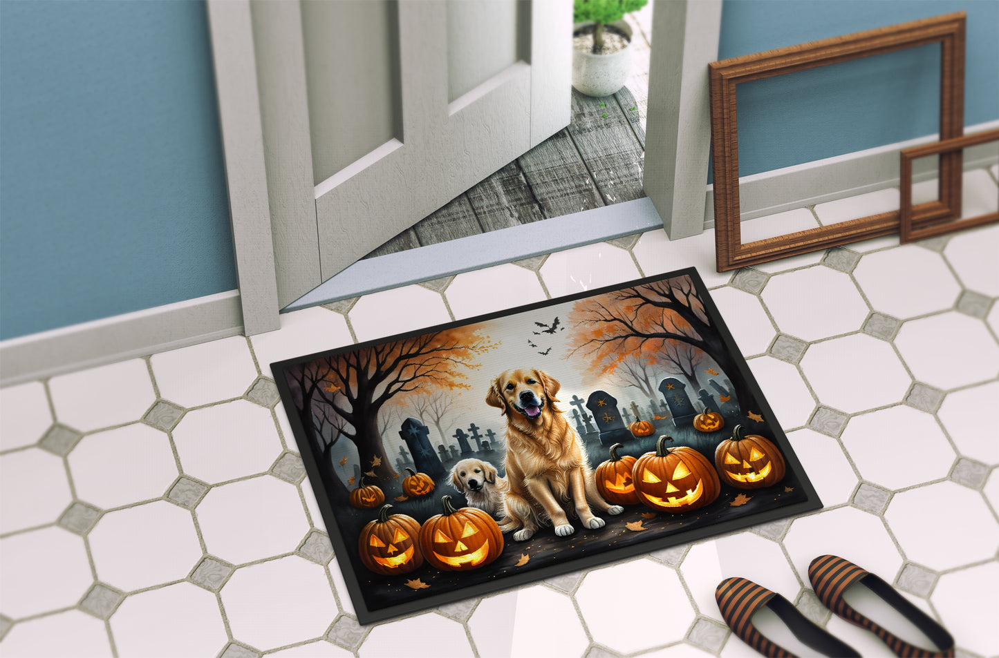 Golden Retriever Spooky Halloween Doormat