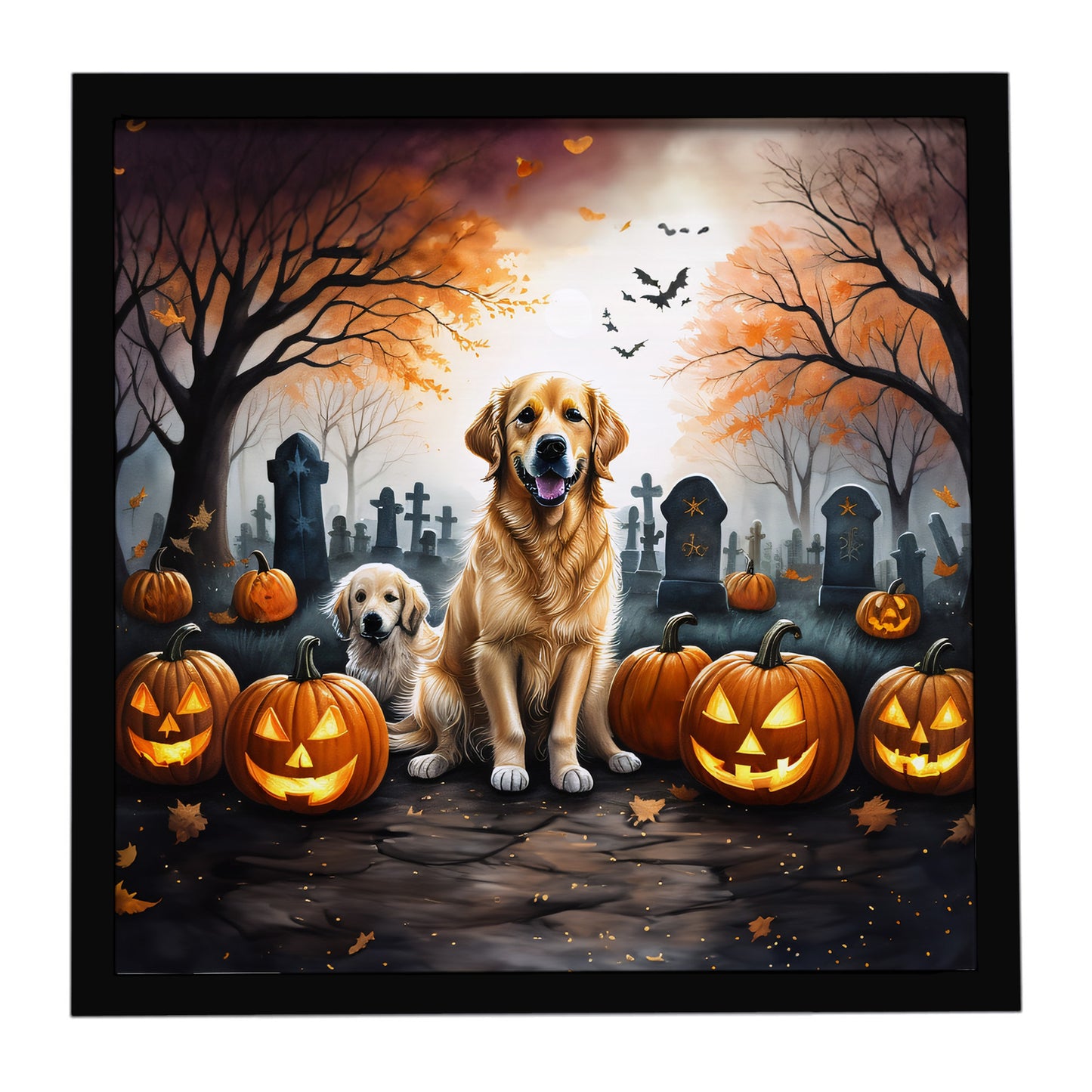 Buy this Golden Retriever Spooky Halloween Framed Metal Print