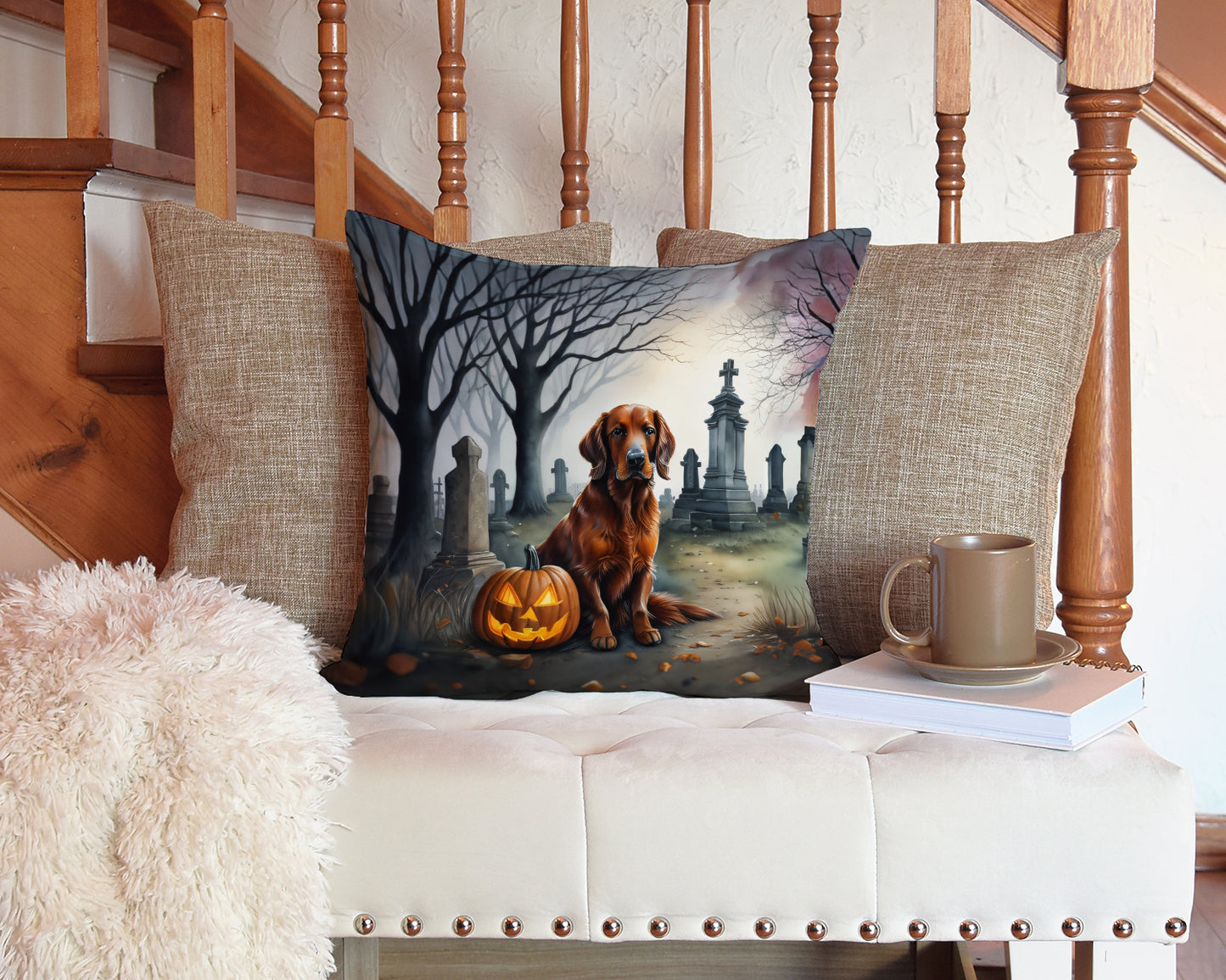 Irish Setter Spooky Halloween Throw Pillow