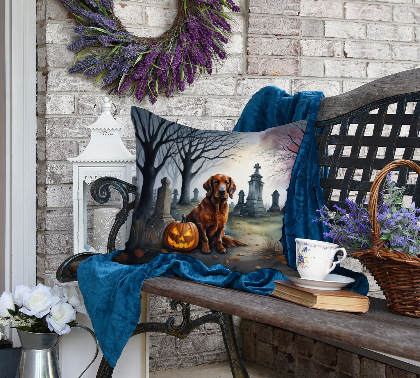 Irish Setter Spooky Halloween Throw Pillow