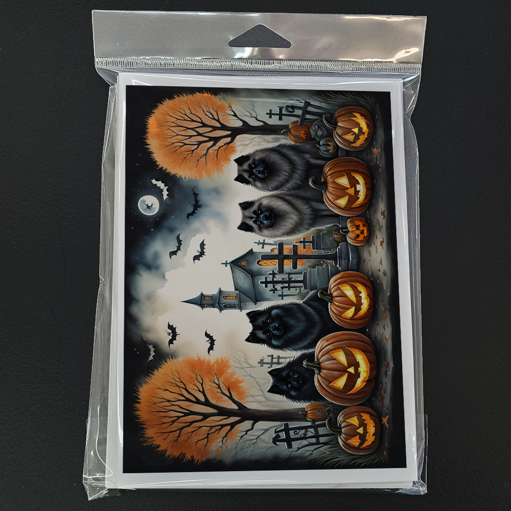 Keeshond Spooky Halloween Greeting Cards Pack of 8
